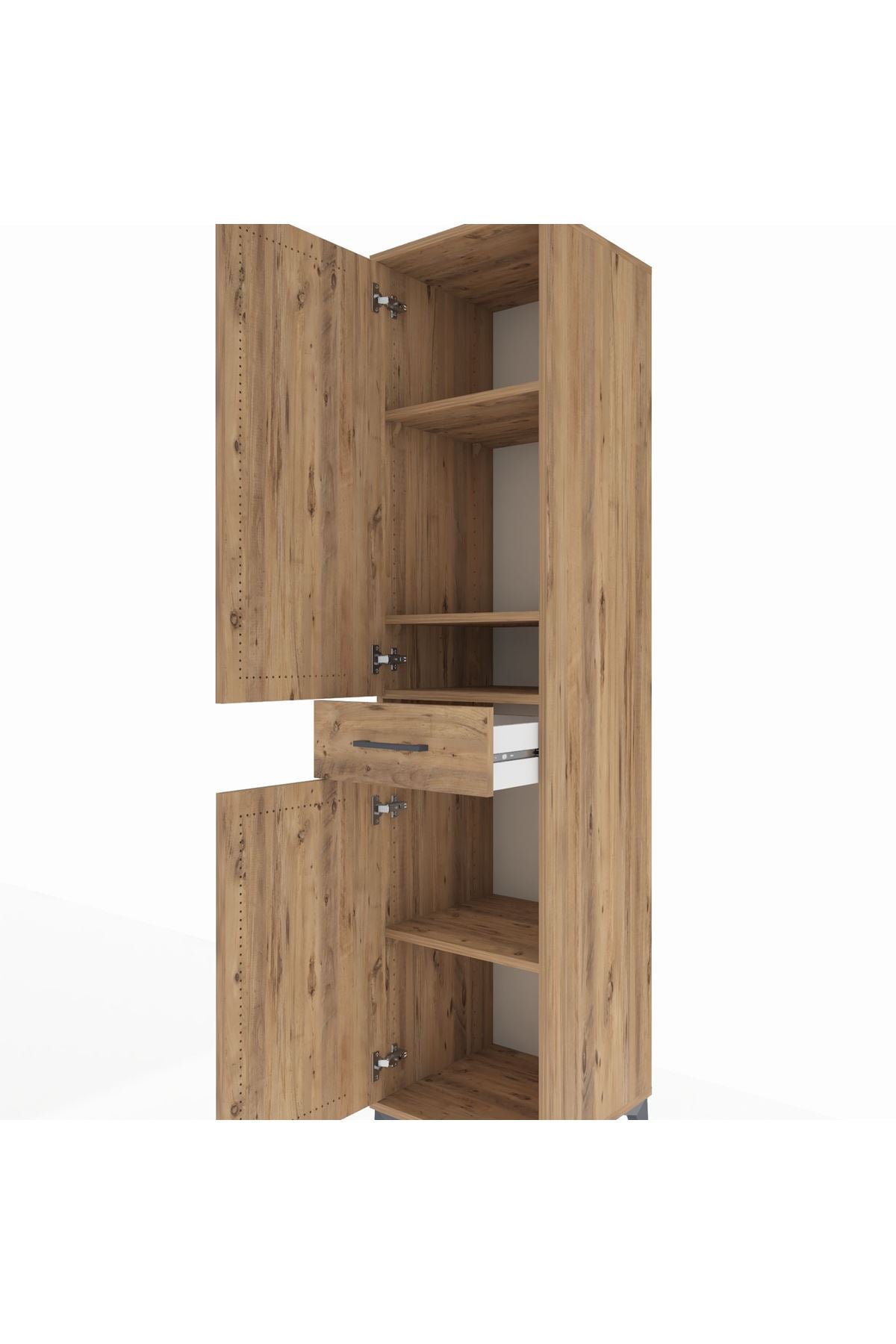 Hyperion Dolap 4 Raflı Tek Çekmeceli 2 Kapaklı 44x44x195 Çam-Çam