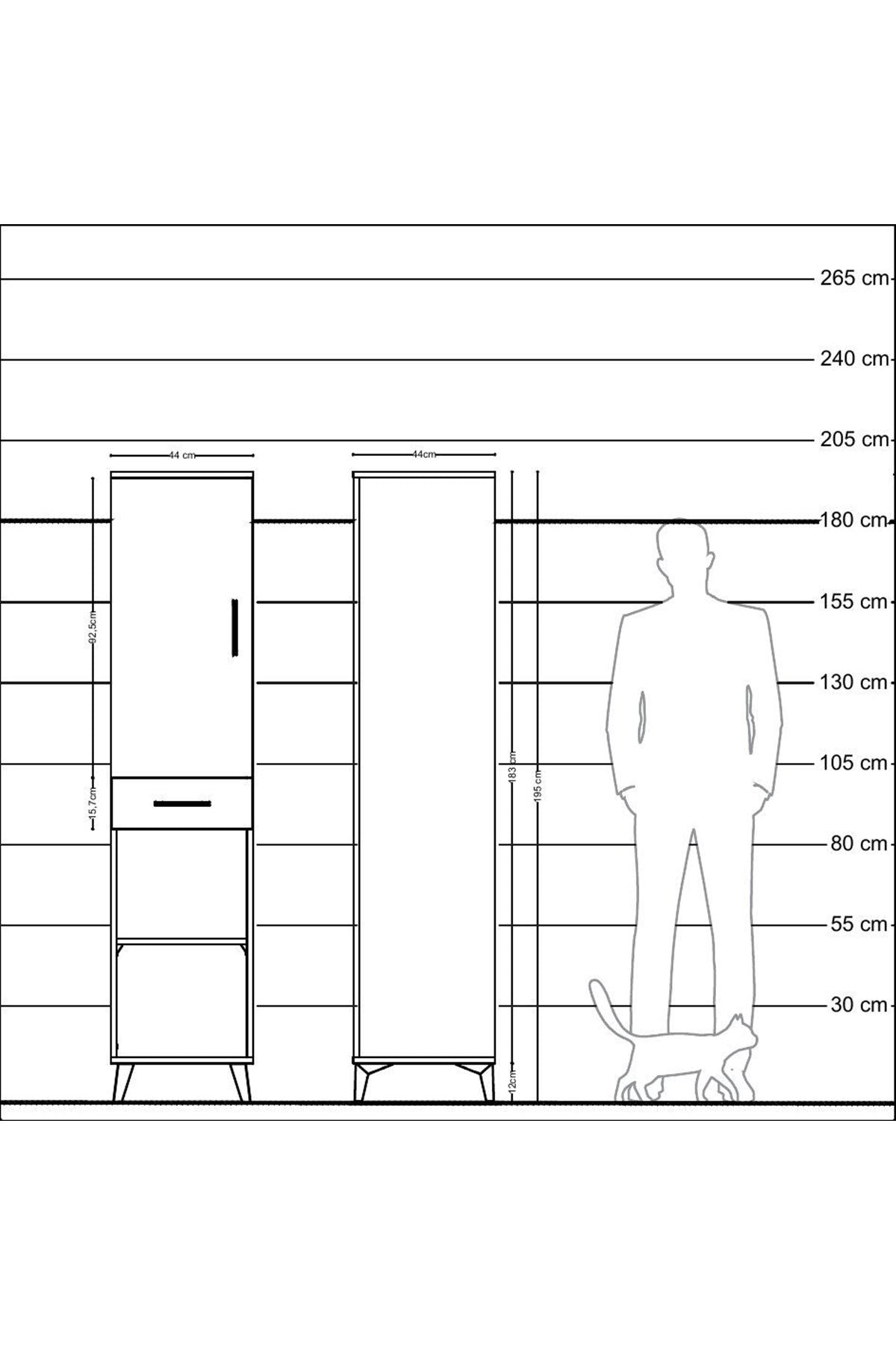 Hyperion Dolap 4 Raflı Tek Çekmeceli Tek Kapaklı 44x44x195 Aytaşı-Aytaşı
