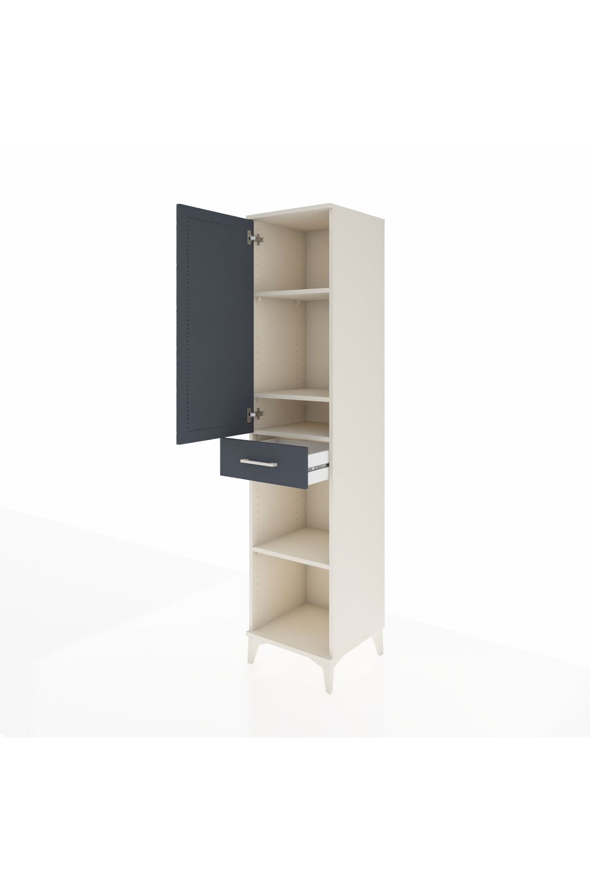 Hyperion Dolap 4 Raflı Tek Çekmeceli Tek Kapaklı 44x44x195 Aytaşı-Antrasit