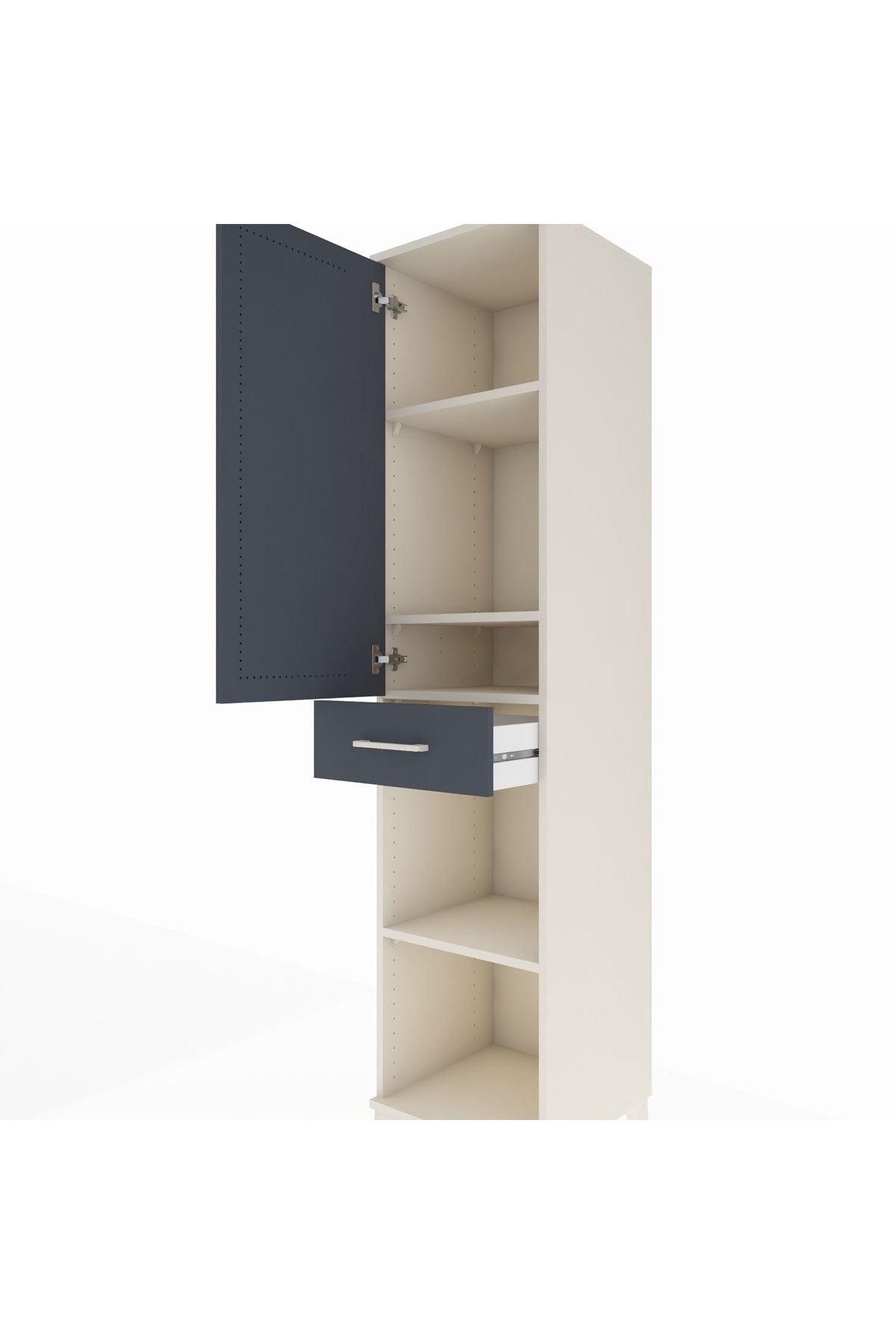 Hyperion Dolap 4 Raflı Tek Çekmeceli Tek Kapaklı 44x44x195 Aytaşı-Antrasit