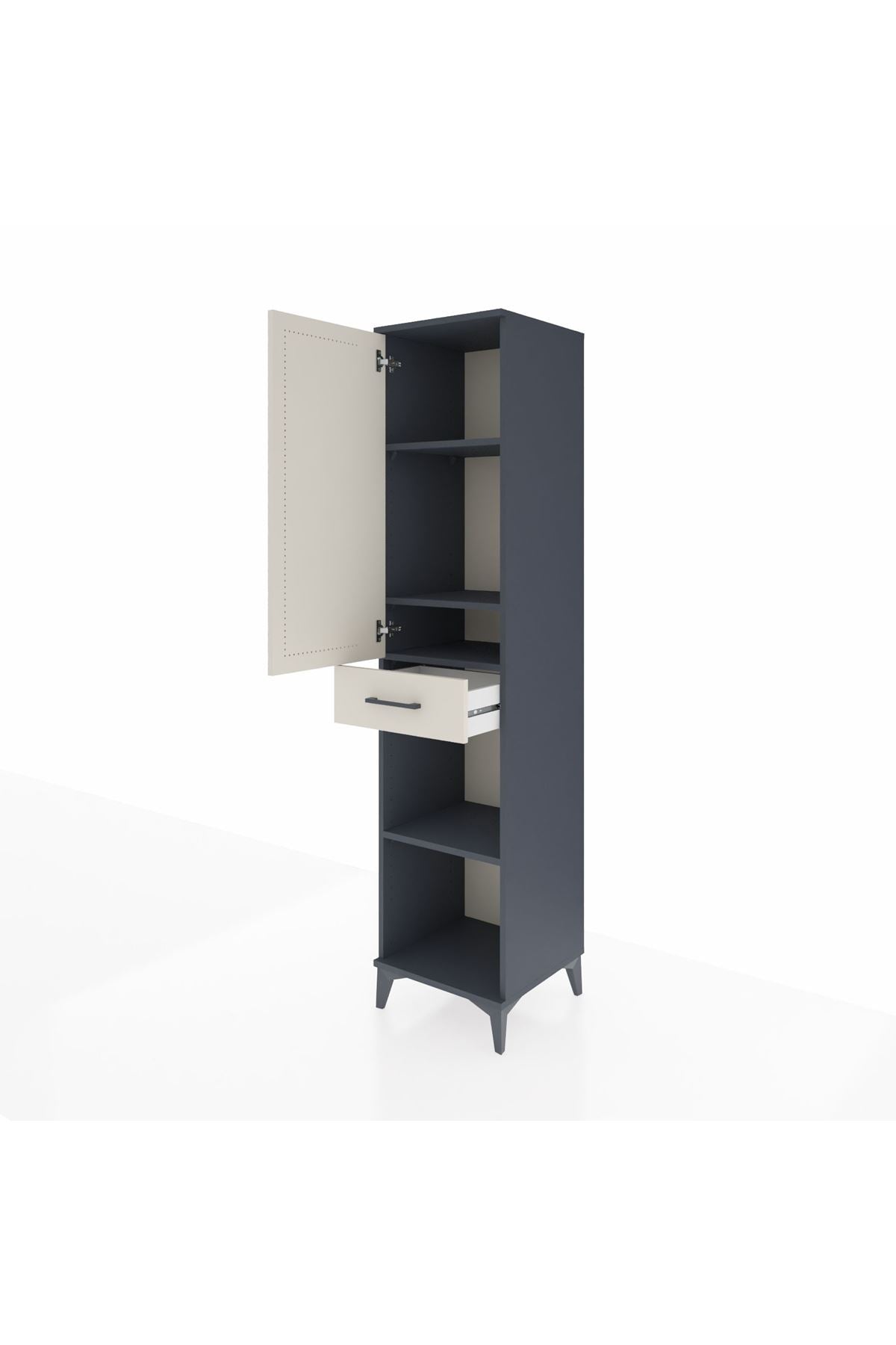 Hyperion Dolap 4 Raflı Tek Çekmeceli Tek Kapaklı 44x44x195 Antrasit-Aytaşı