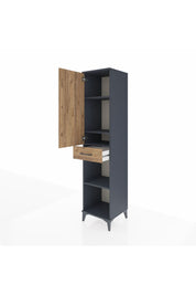 Hyperion Dolap 4 Raflı Tek Çekmeceli Tek Kapaklı 44x44x195 Antrasit-Çam