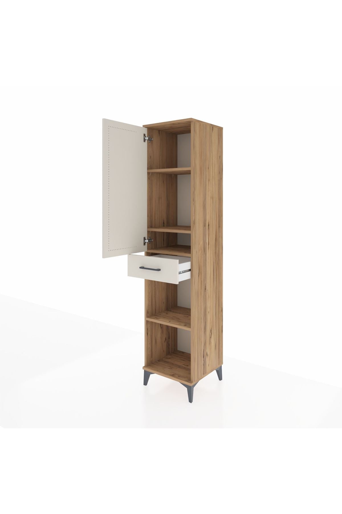 Hyperion Dolap 4 Raflı Tek Çekmeceli Tek Kapaklı 44x44x195 Çam-Aytaşı