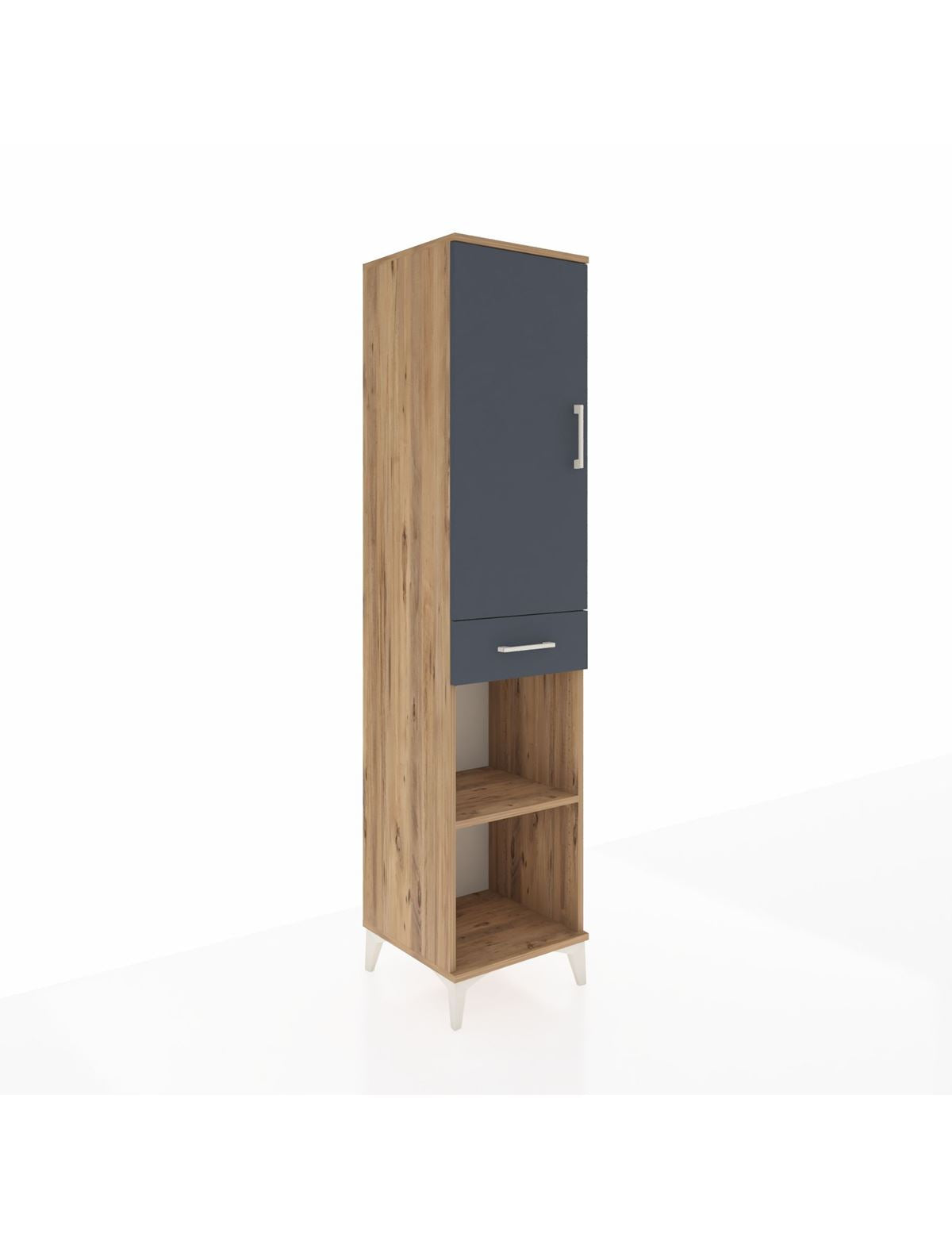 Hyperion Dolap 4 Raflı Tek Çekmeceli Tek Kapaklı 44x44x195 Çam-Antrasit