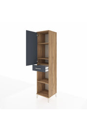 Hyperion Dolap 4 Raflı Tek Çekmeceli Tek Kapaklı 44x44x195 Çam-Antrasit