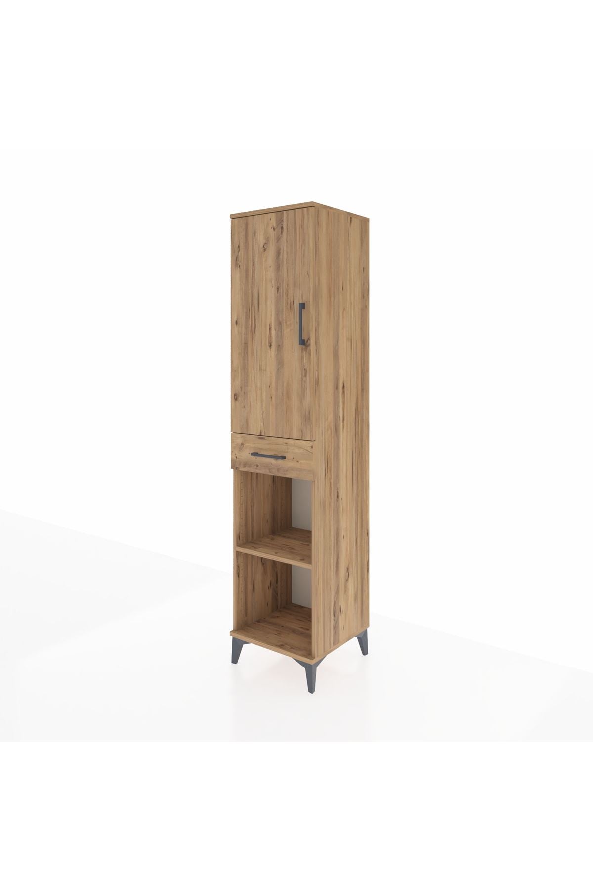 Hyperion Dolap 4 Raflı Tek Çekmeceli Tek Kapaklı 44x44x195 Çam-Çam