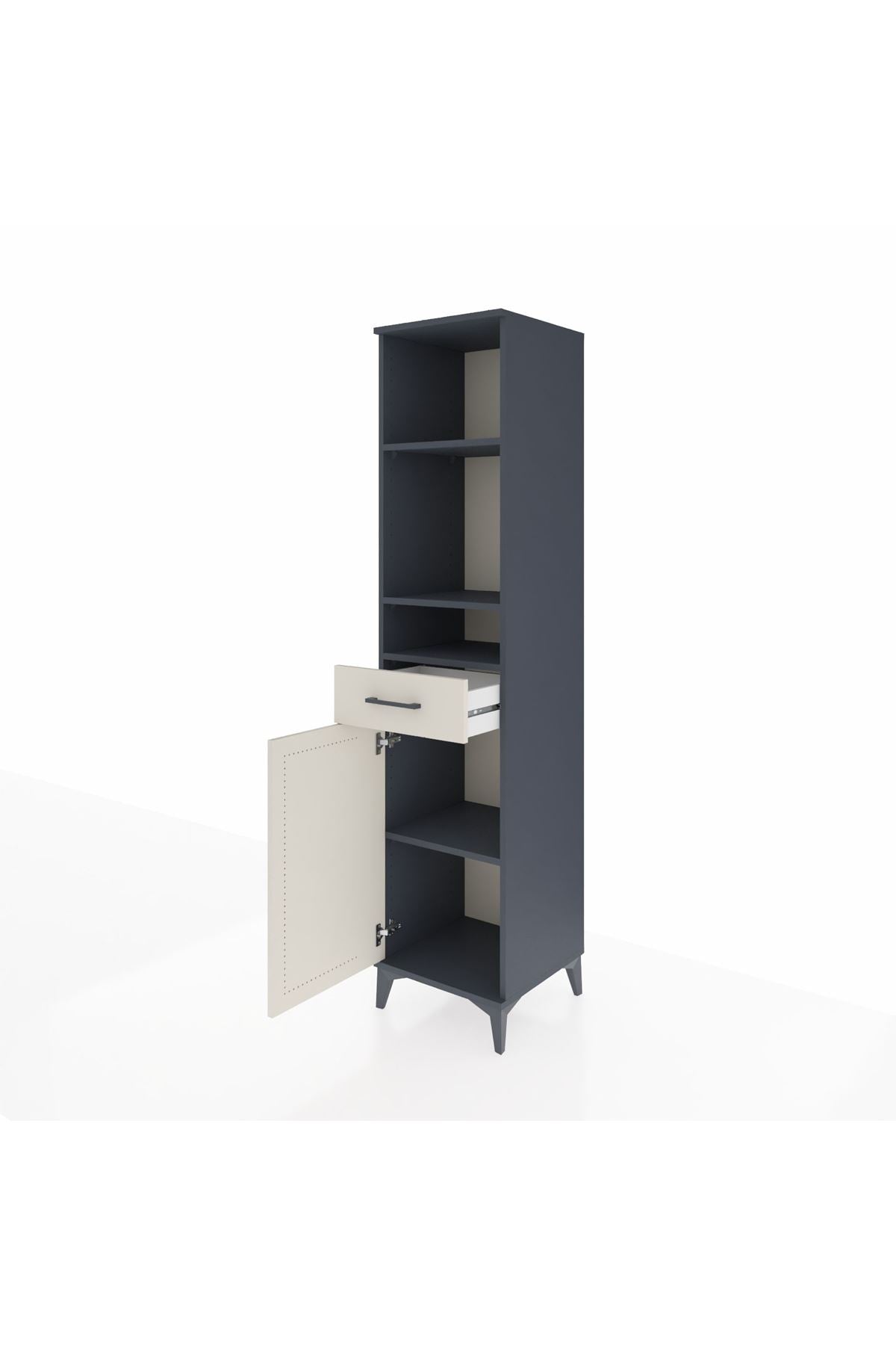 Hyperion Dolap 4 Raflı Tek Çekmeceli Tek Kapaklı 44x44x195 Antrasit-Aytaşı