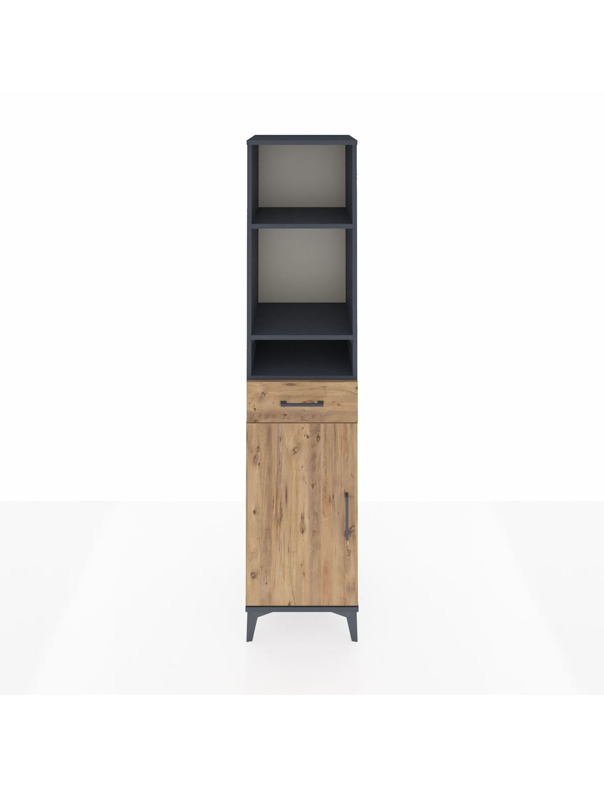 Hyperion Dolap 4 Raflı Tek Çekmeceli Tek Kapaklı 44x44x195 Antrasit-Çam