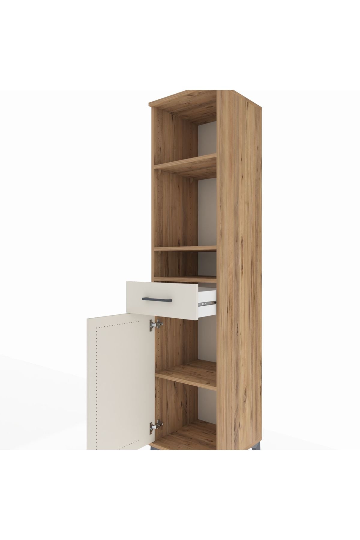 Hyperion Dolap 4 Raflı Tek Çekmeceli Tek Kapaklı 44x44x195 Çam-Aytaşı