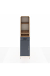 Hyperion Dolap 4 Raflı Tek Çekmeceli Tek Kapaklı 44x44x195 Çam-Antrasit