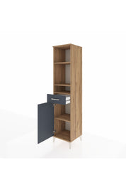 Hyperion Dolap 4 Raflı Tek Çekmeceli Tek Kapaklı 44x44x195 Çam-Antrasit