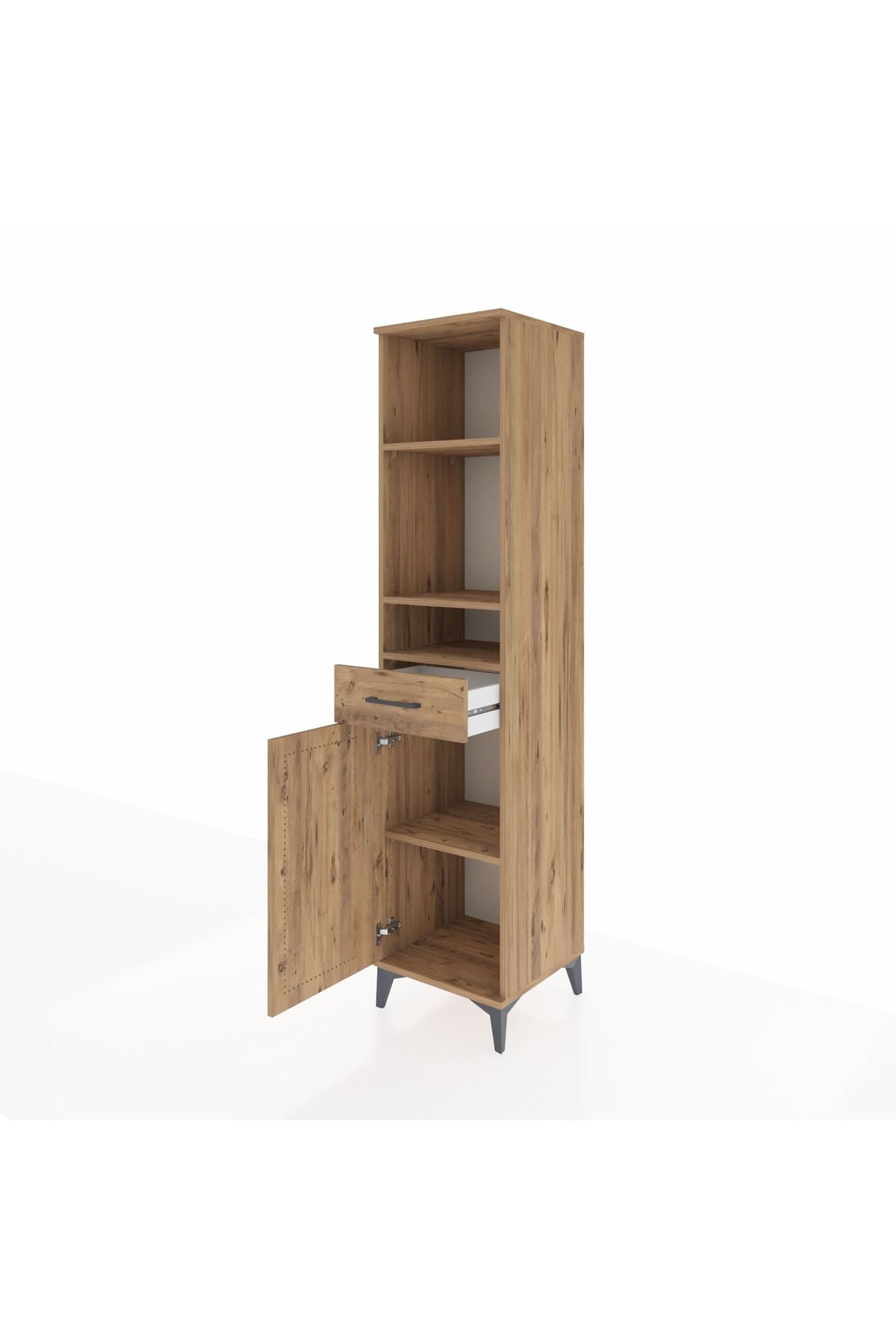 Hyperion Dolap 4 Raflı Tek Çekmeceli Tek Kapaklı 44x44x195 Çam-Çam