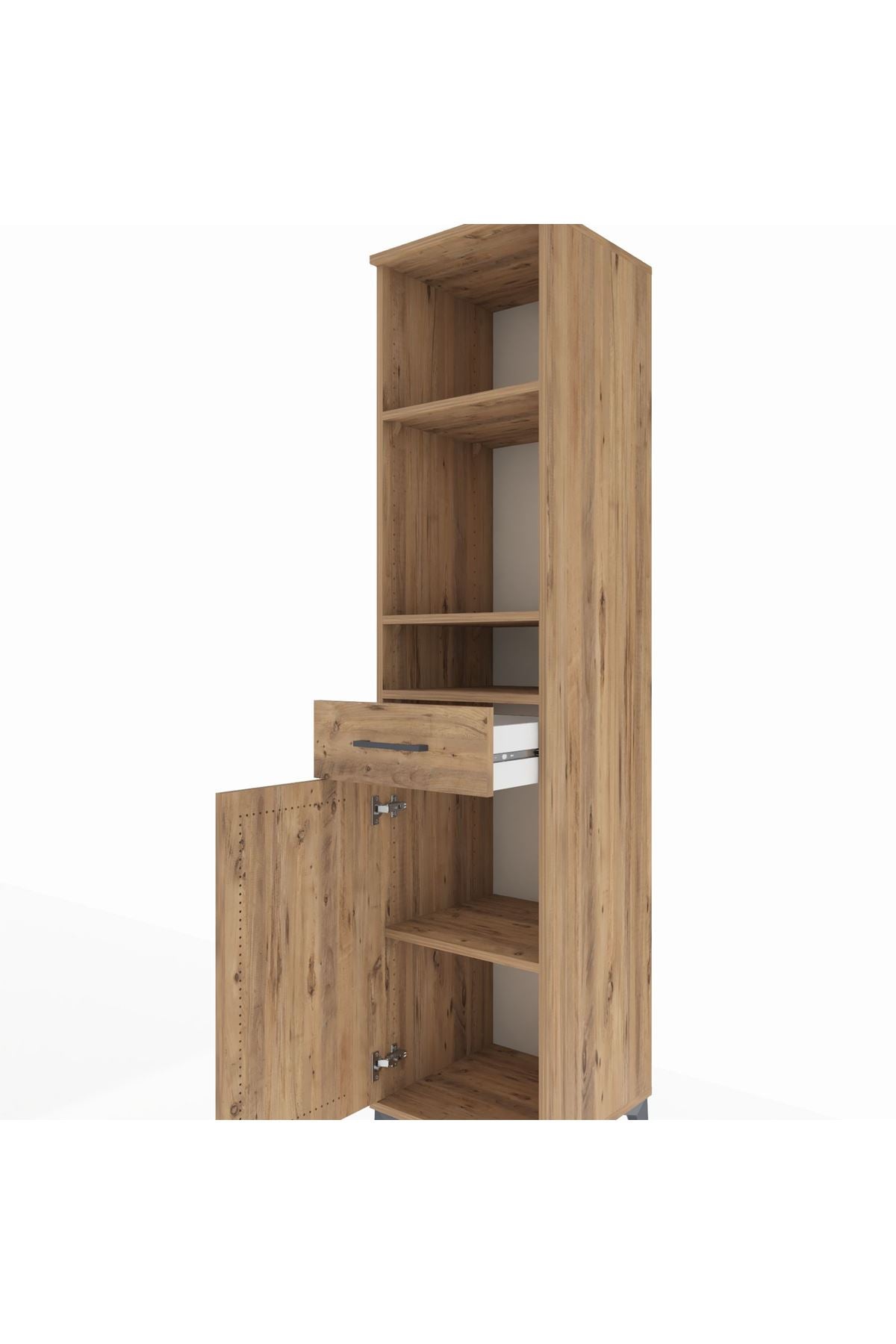 Hyperion Dolap 4 Raflı Tek Çekmeceli Tek Kapaklı 44x44x195 Çam-Çam