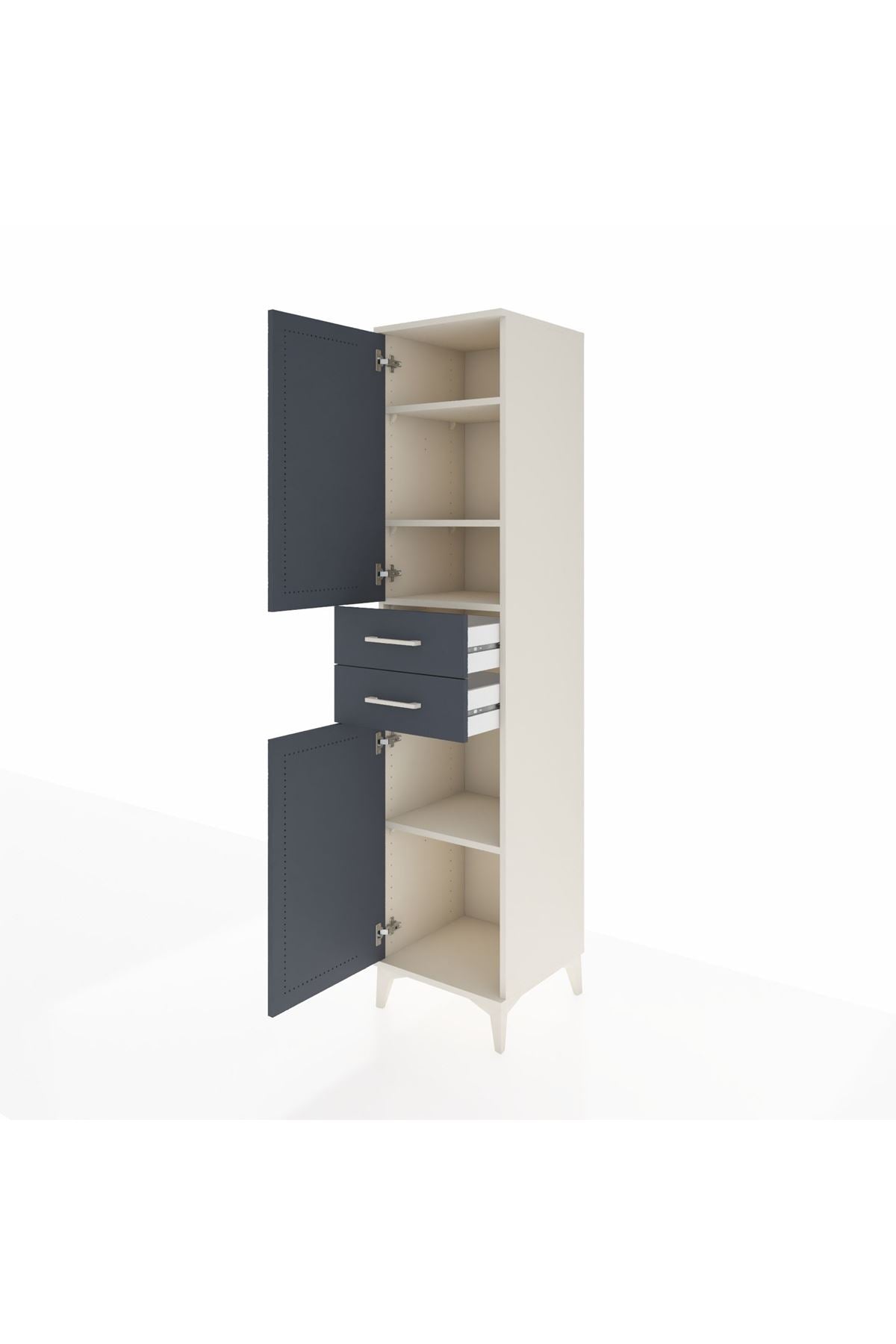 Hyperion Dolap 4 Raflı 2 Çekmeceli Tek Kapaklı 44x44x195 Aytaşı-Antrasit