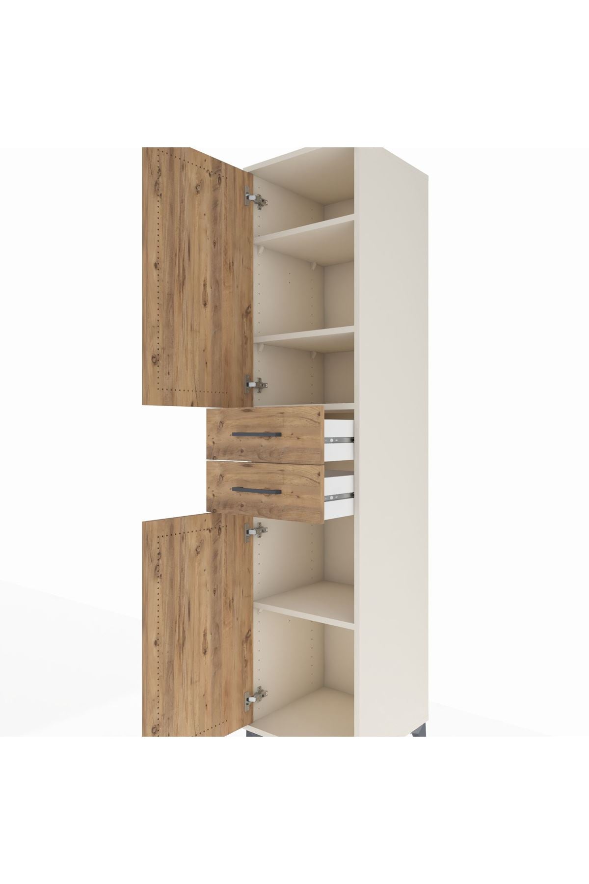 Hyperion Dolap 4 Raflı 2 Çekmeceli Tek Kapaklı 44x44x195 Aytaşı-Çam