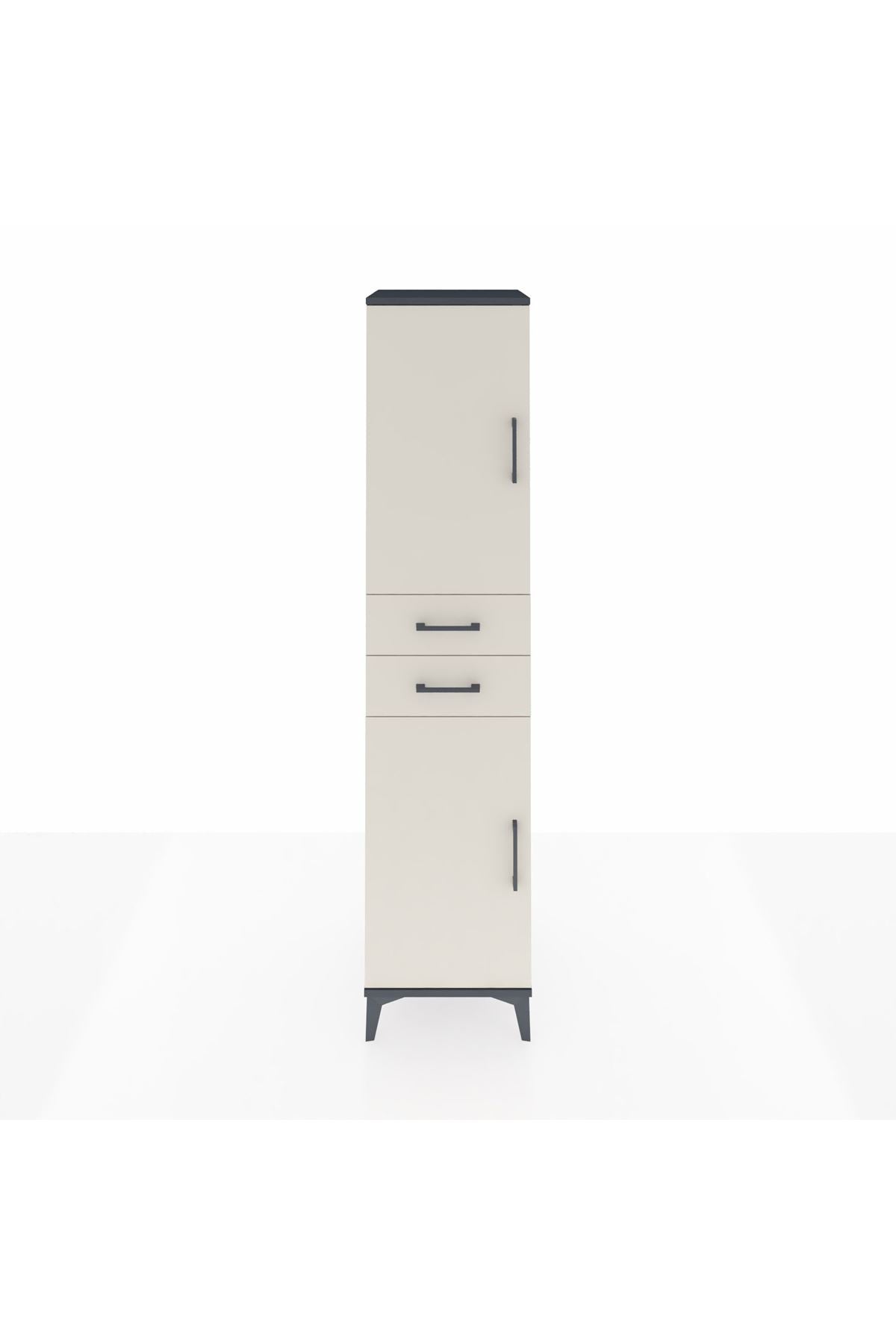 Hyperion Dolap 4 Raflı 2 Çekmeceli Tek Kapaklı 44x44x195 Antrasit-Aytaşı