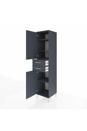 Hyperion Dolap 4 Raflı 2 Çekmeceli Tek Kapaklı 44x44x195 Antrasit-Antrasit