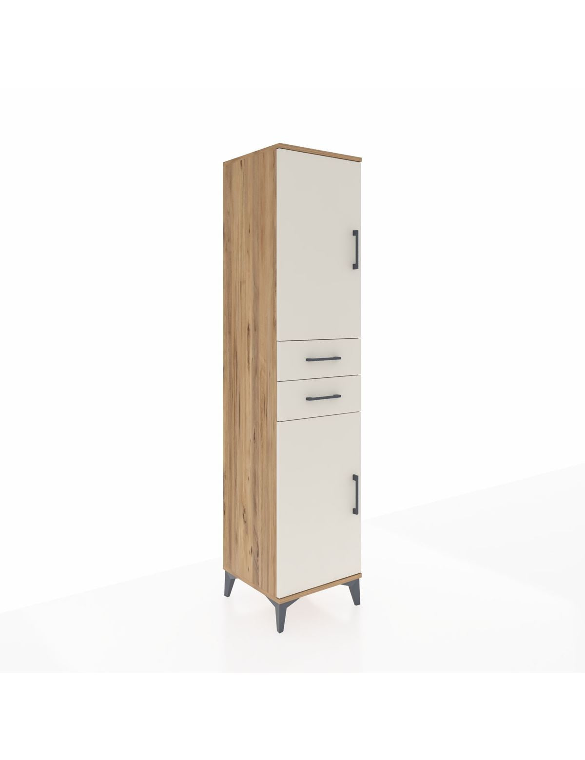 Hyperion Dolap 4 Raflı 2 Çekmeceli Tek Kapaklı 44x44x195 Çam-Aytaşı