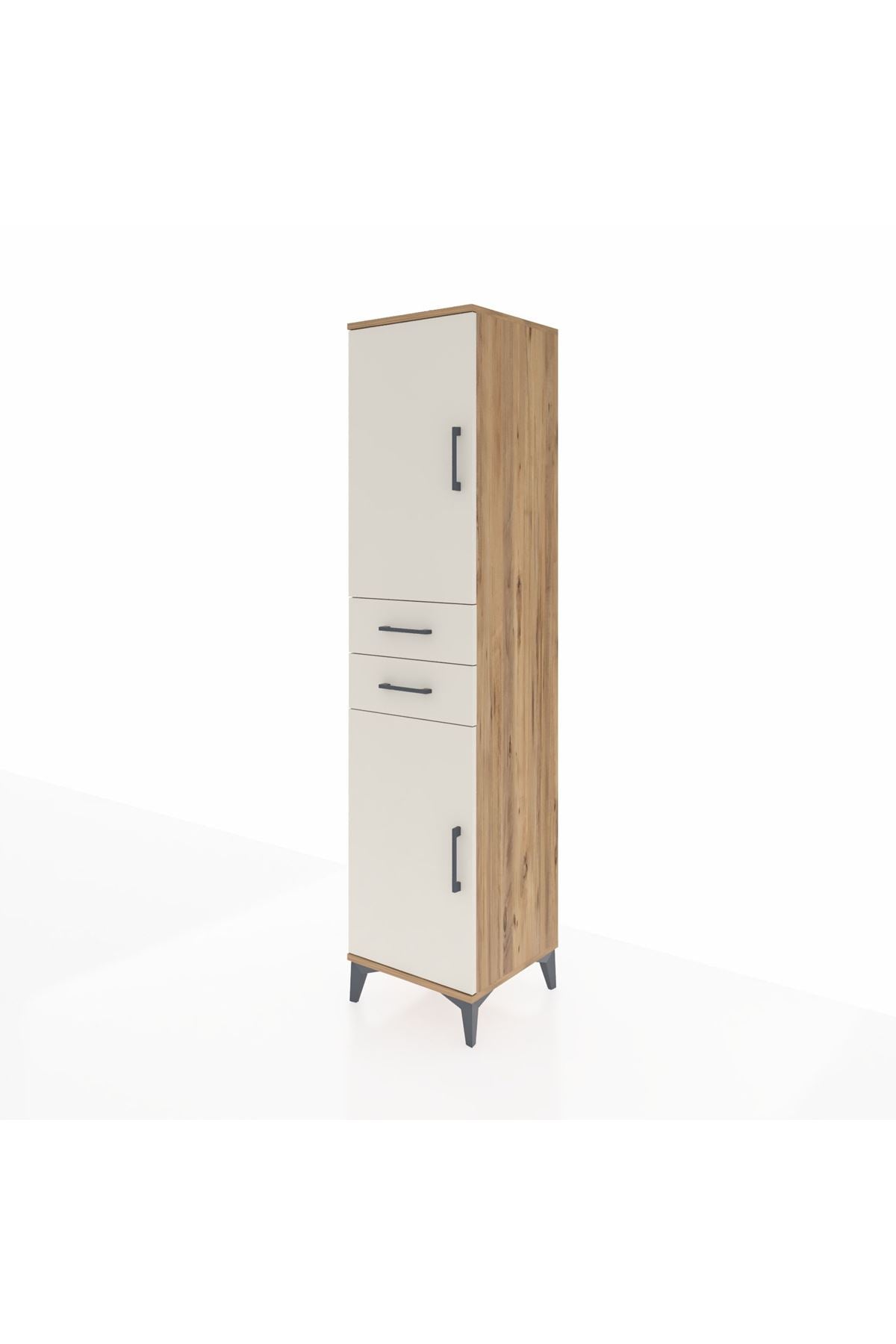 Hyperion Dolap 4 Raflı 2 Çekmeceli Tek Kapaklı 44x44x195 Çam-Aytaşı