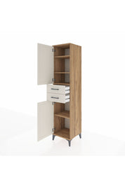 Hyperion Dolap 4 Raflı 2 Çekmeceli Tek Kapaklı 44x44x195 Çam-Aytaşı