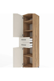 Hyperion Dolap 4 Raflı 2 Çekmeceli Tek Kapaklı 44x44x195 Çam-Aytaşı