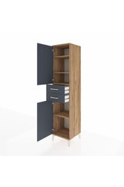 Hyperion Dolap 4 Raflı 2 Çekmeceli Tek Kapaklı 44x44x195 Çam-Antrasit