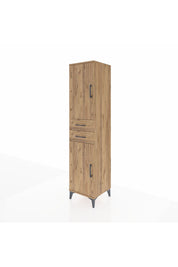 Hyperion Dolap 4 Raflı 2 Çekmeceli Tek Kapaklı 44x44x195 Çam-Çam