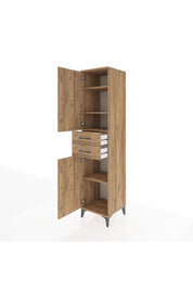 Hyperion Dolap 4 Raflı 2 Çekmeceli Tek Kapaklı 44x44x195 Çam-Çam