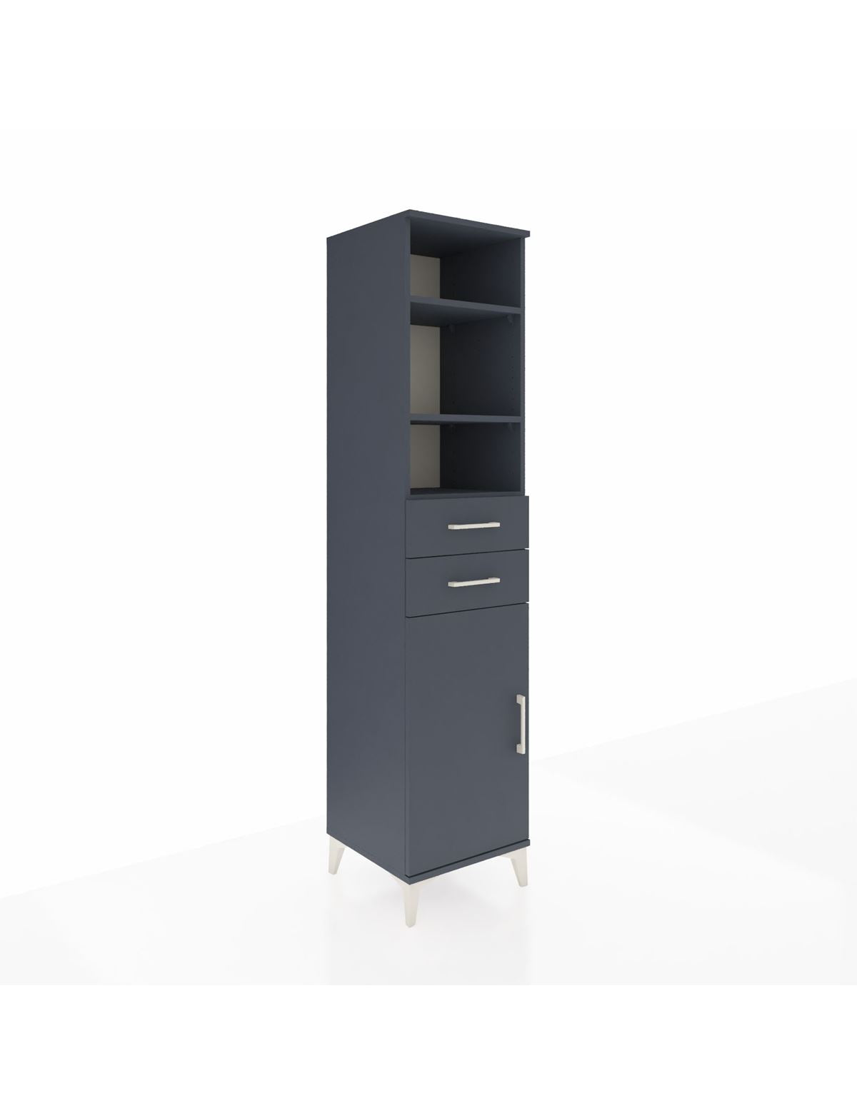 Hyperion Dolap 4 Raflı 2 Çekmeceli Tek Kapaklı 44x44x195 Antrasit-Antrasit