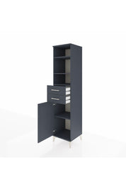 Hyperion Dolap 4 Raflı 2 Çekmeceli Tek Kapaklı 44x44x195 Antrasit-Antrasit