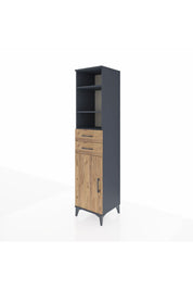 Hyperion Dolap 4 Raflı 2 Çekmeceli Tek Kapaklı 44x44x195 Antrasit-Çam