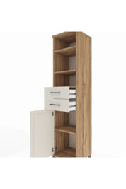 Hyperion Dolap 4 Raflı 2 Çekmeceli Tek Kapaklı 44x44x195 Çam-Aytaşı