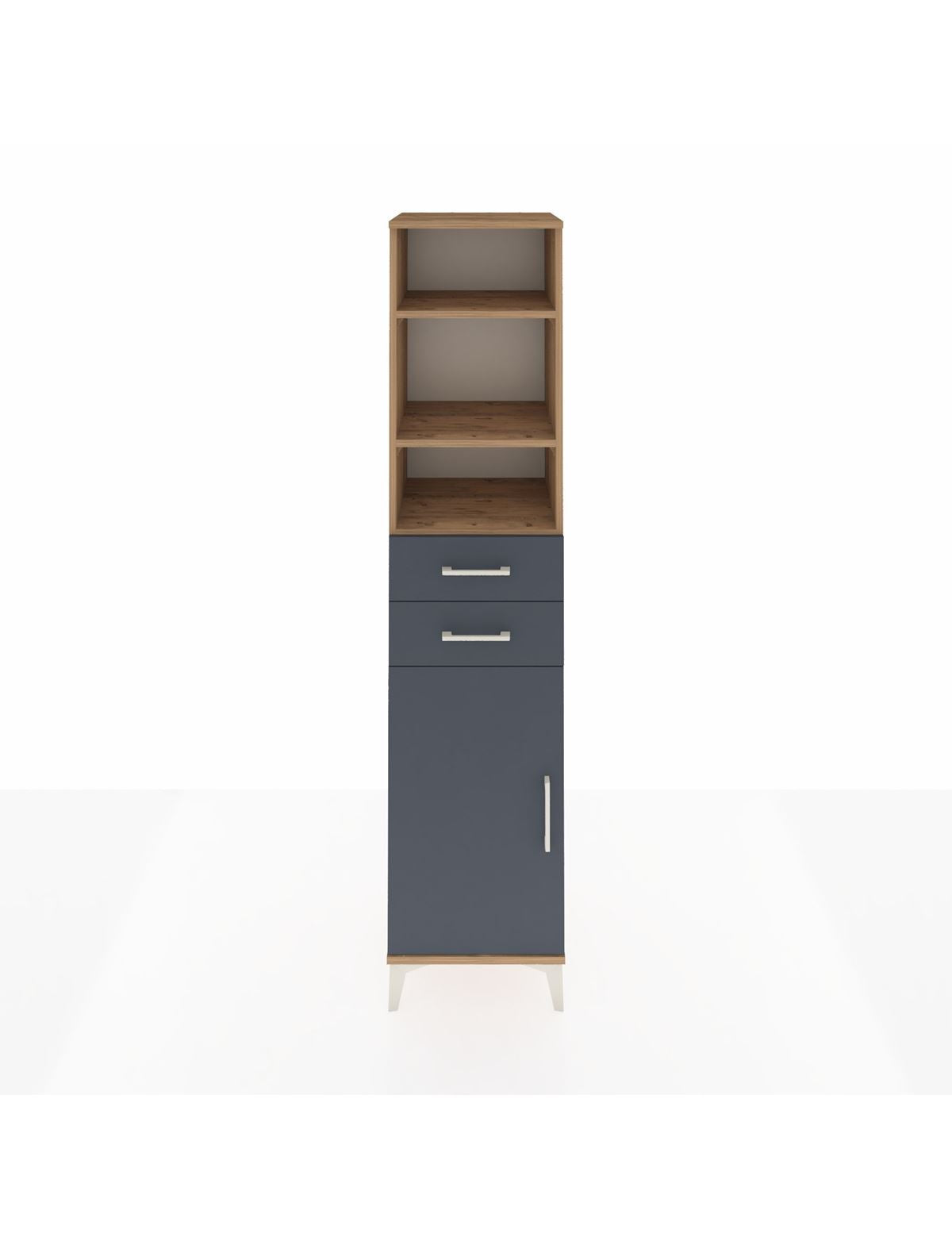 Hyperion Dolap 4 Raflı 2 Çekmeceli Tek Kapaklı 44x44x195 Çam-Antrasit