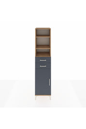 Hyperion Dolap 4 Raflı 2 Çekmeceli Tek Kapaklı 44x44x195 Çam-Antrasit