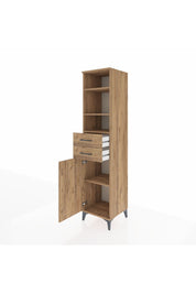 Hyperion Dolap 4 Raflı 2 Çekmeceli Tek Kapaklı 44x44x195 Çam-Çam