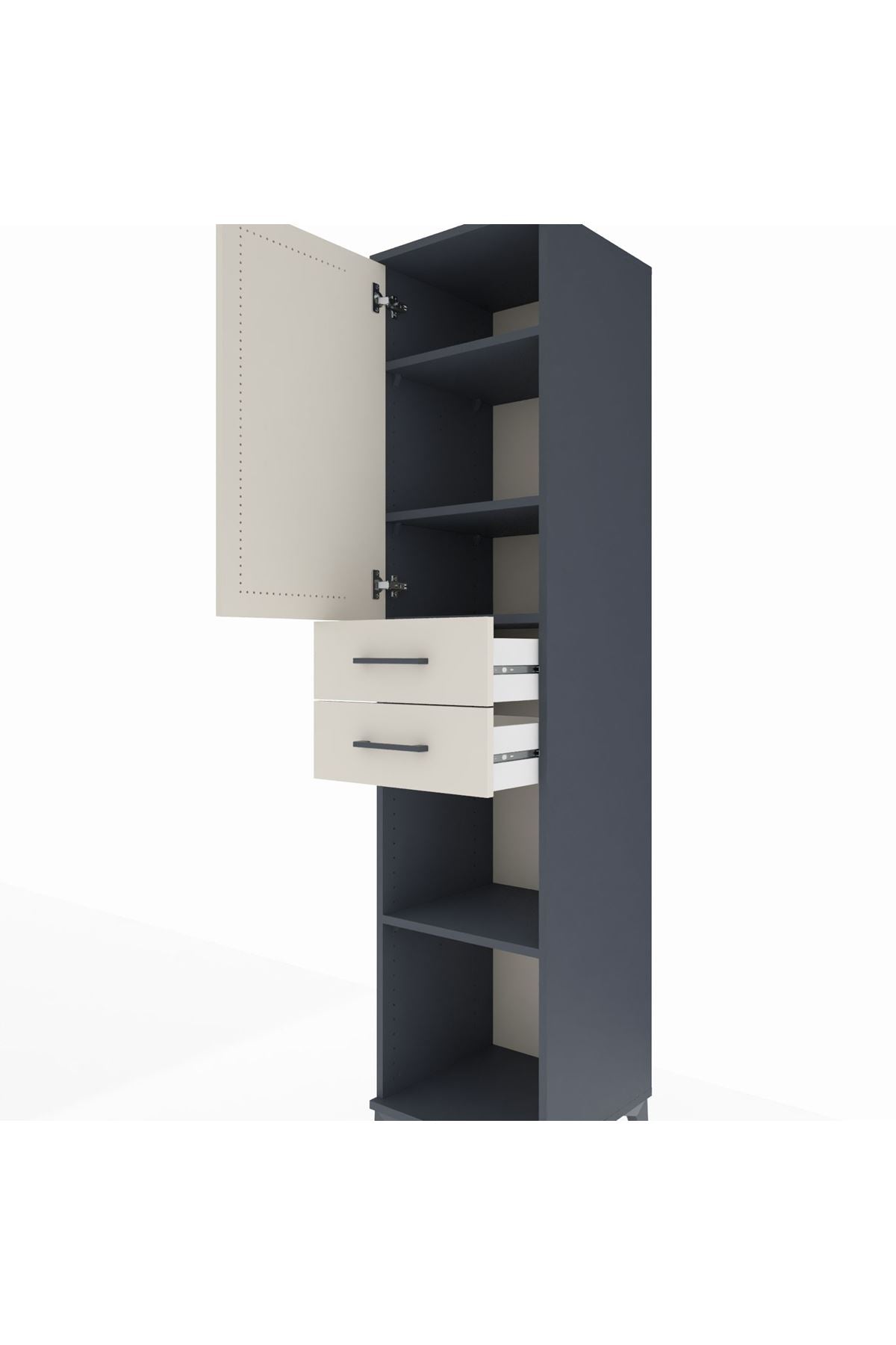 Hyperion Dolap 4 Raflı 2 Çekmeceli 44x44x195 Antrasit-Aytaşı