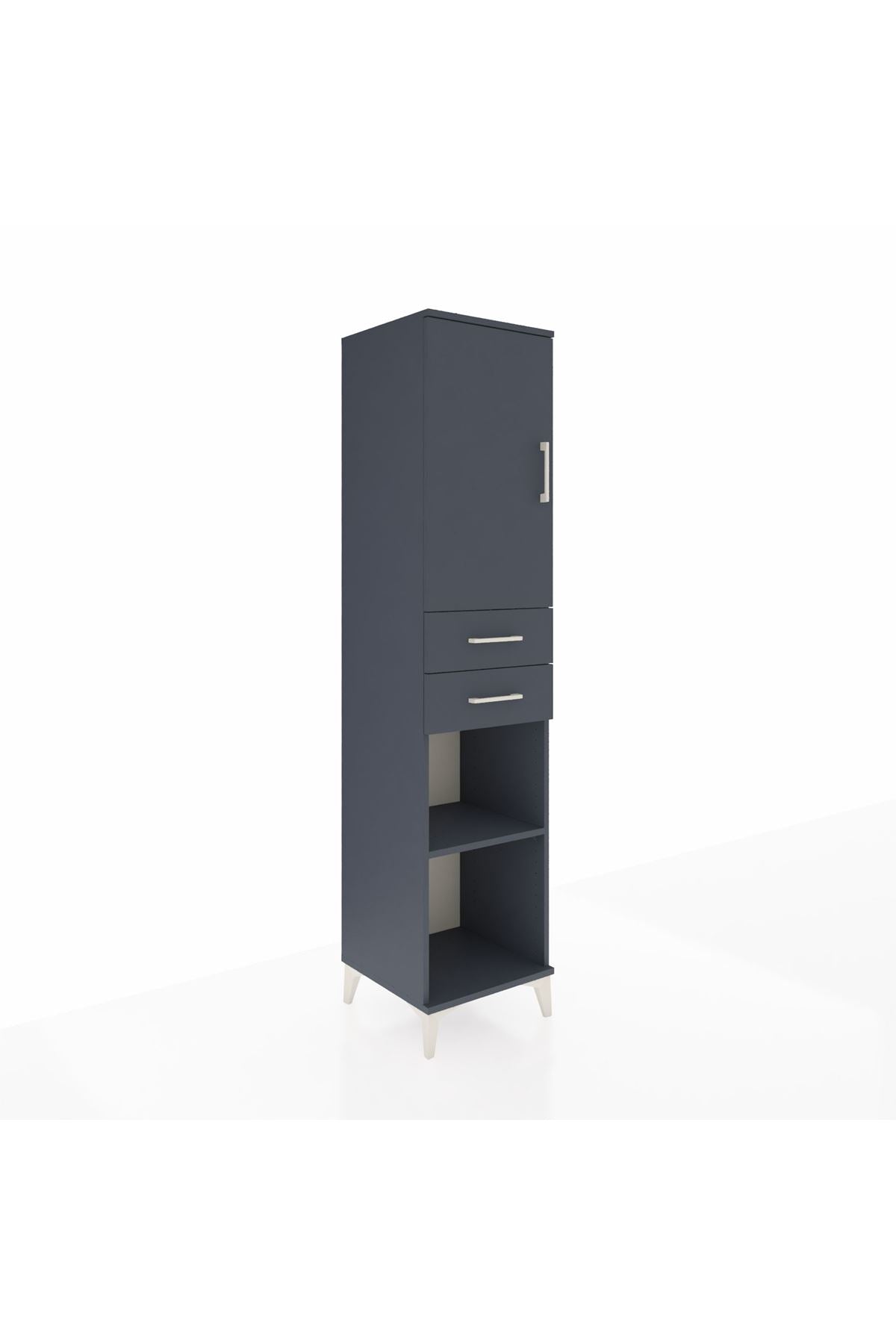 Hyperion Dolap 4 Raflı 2 Çekmeceli 44x44x195 Antrasit-Antrasit