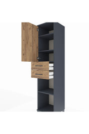 Hyperion Dolap 4 Raflı 2 Çekmeceli 44x44x195 Antrasit-Çam
