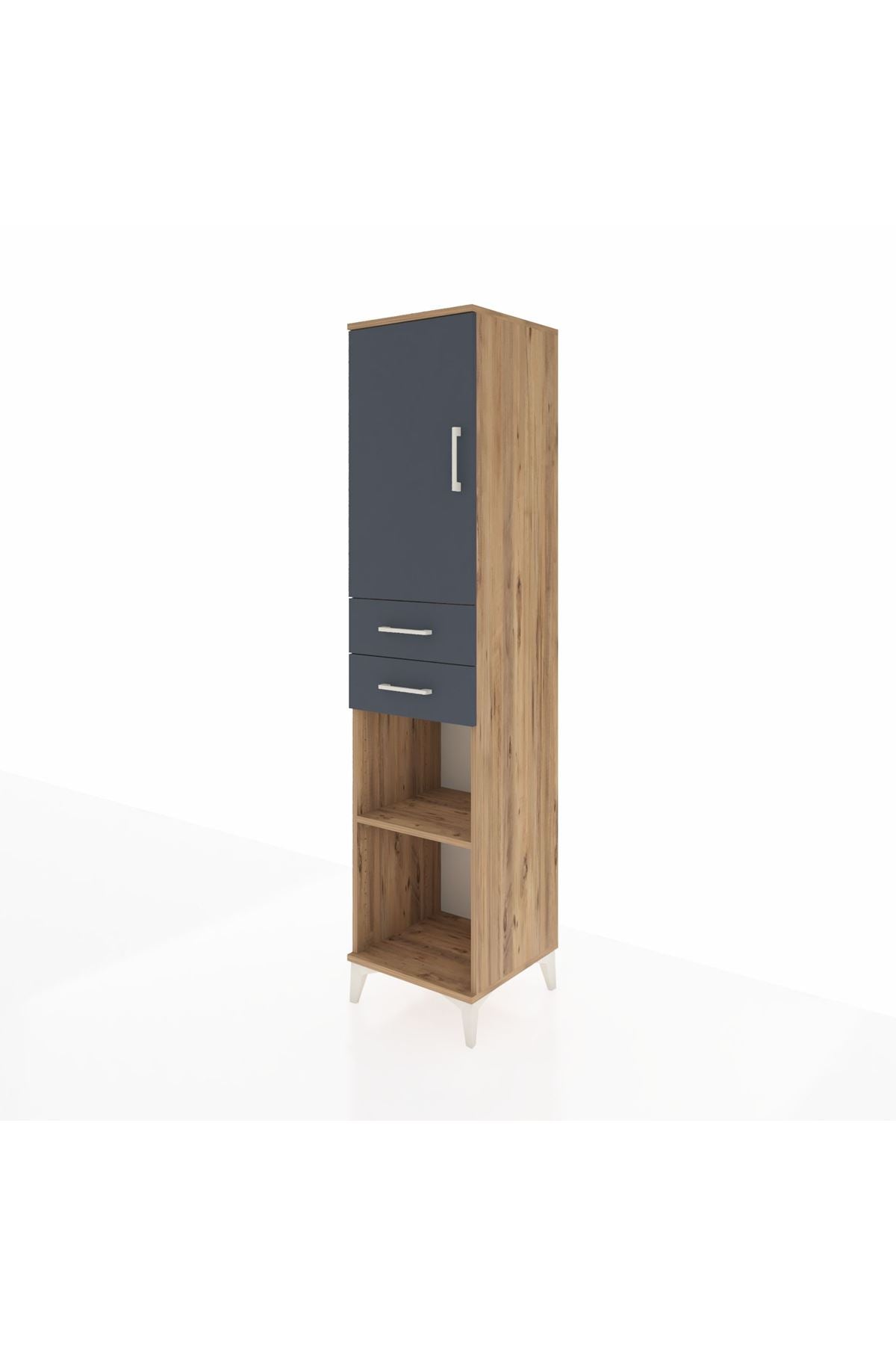 Hyperion Dolap 4 Raflı 2 Çekmeceli 44x44x195 Çam-Antrasit