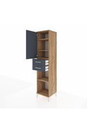 Hyperion Dolap 4 Raflı 2 Çekmeceli 44x44x195 Çam-Antrasit