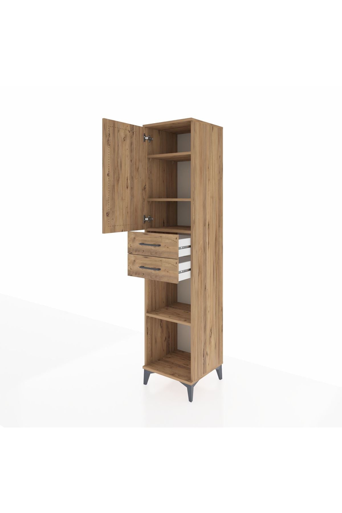 Hyperion Dolap 4 Raflı 2 Çekmeceli 44x44x195 Çam-Çam