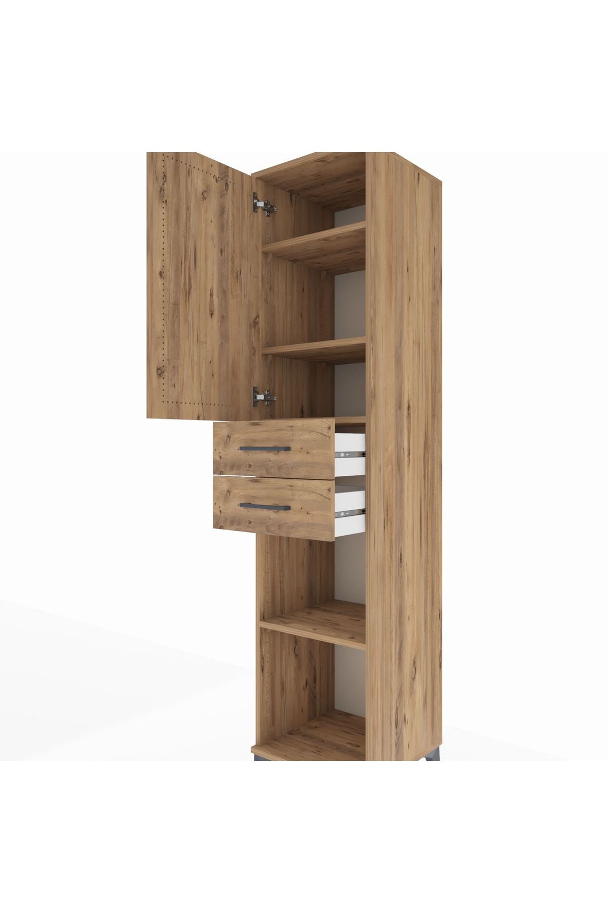 Hyperion Dolap 4 Raflı 2 Çekmeceli 44x44x195 Çam-Çam