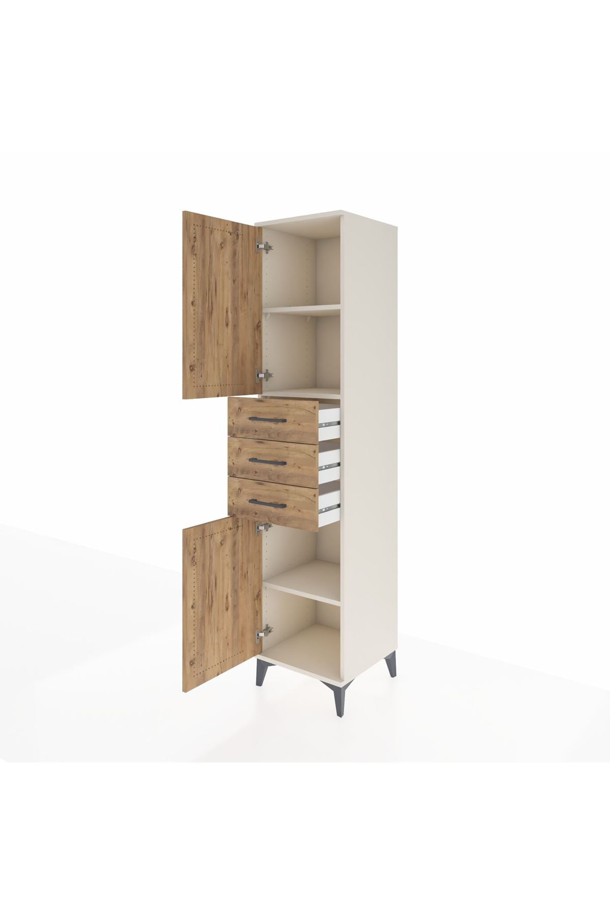 Hyperion Dolap 3 Raflı 3 Çekmeceli 2 Kapaklı 44x44x195 Aytaşı-Çam