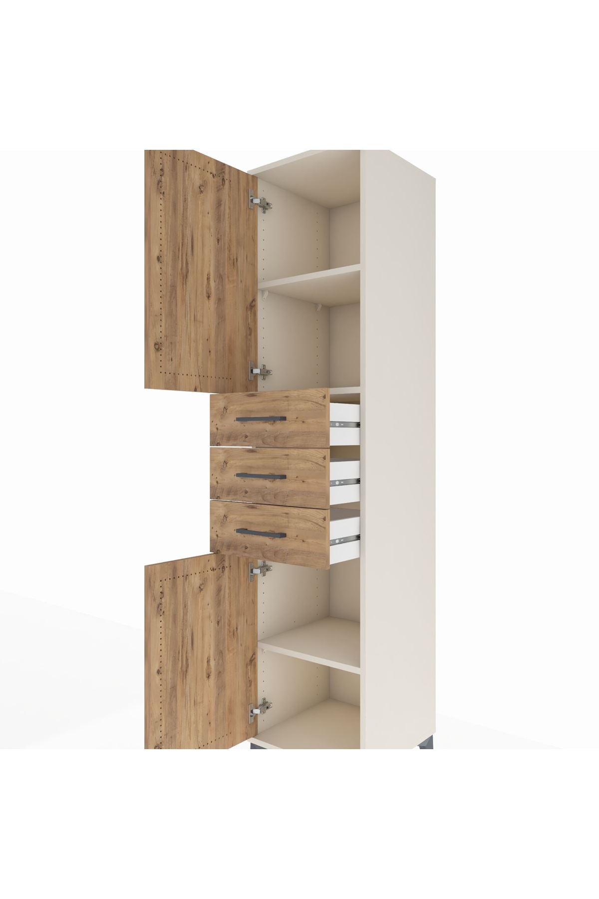 Hyperion Dolap 3 Raflı 3 Çekmeceli 2 Kapaklı 44x44x195 Aytaşı-Çam