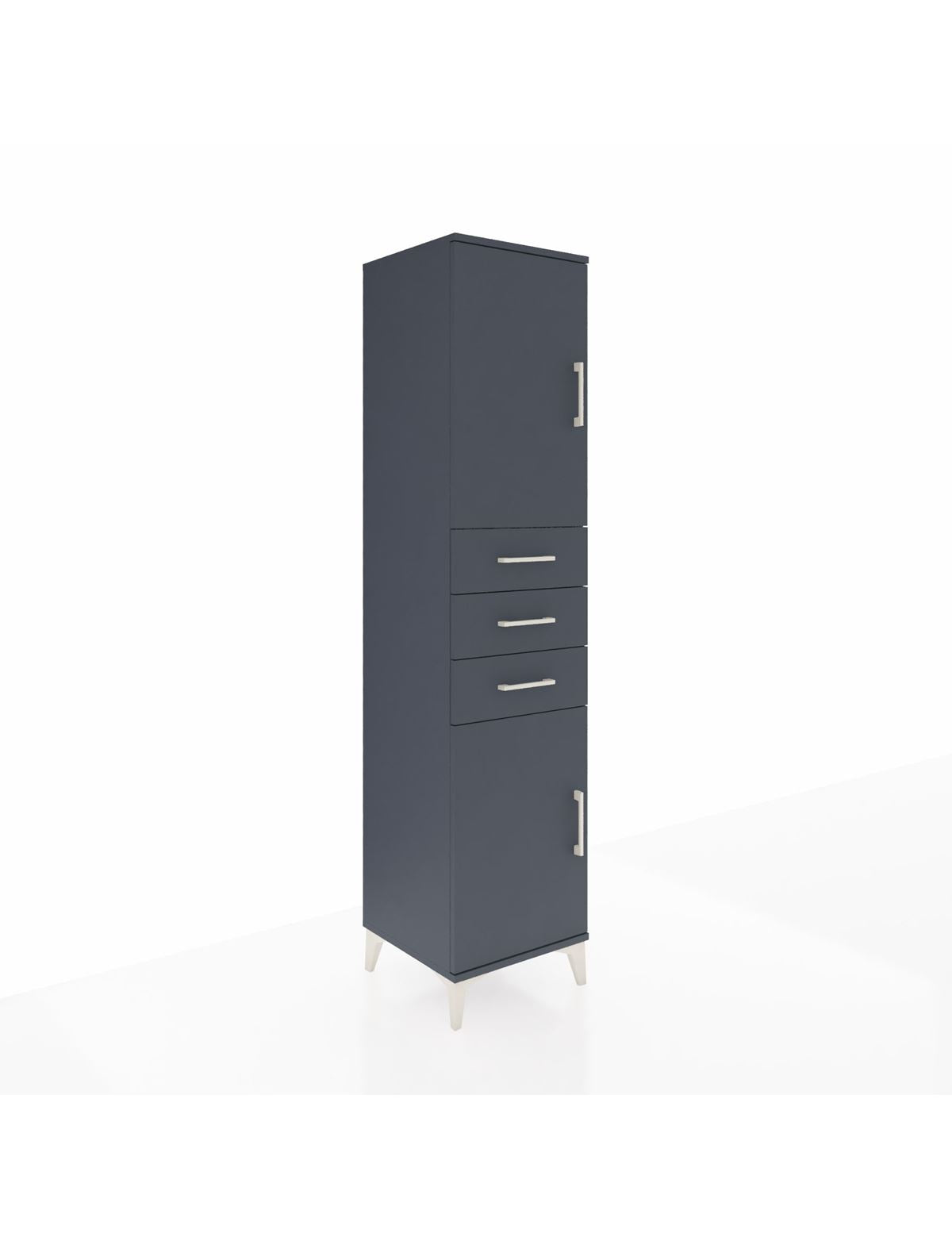 Hyperion Dolap 3 Raflı 3 Çekmeceli 2 Kapaklı 44x44x195 Antrasit-Antrasit