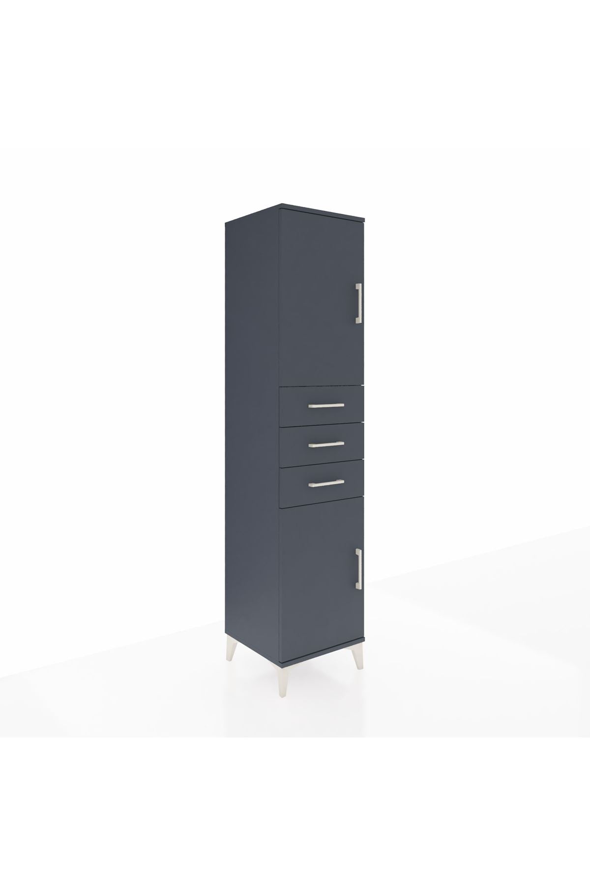 Hyperion Dolap 3 Raflı 3 Çekmeceli 2 Kapaklı 44x44x195 Antrasit-Antrasit