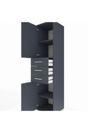 Hyperion Dolap 3 Raflı 3 Çekmeceli 2 Kapaklı 44x44x195 Antrasit-Antrasit