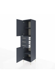 Hyperion Dolap 3 Raflı 3 Çekmeceli 2 Kapaklı 44x44x195 Antrasit-Antrasit