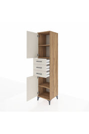 Hyperion Dolap 3 Raflı 3 Çekmeceli 2 Kapaklı 44x44x195 Çam-Aytaşı