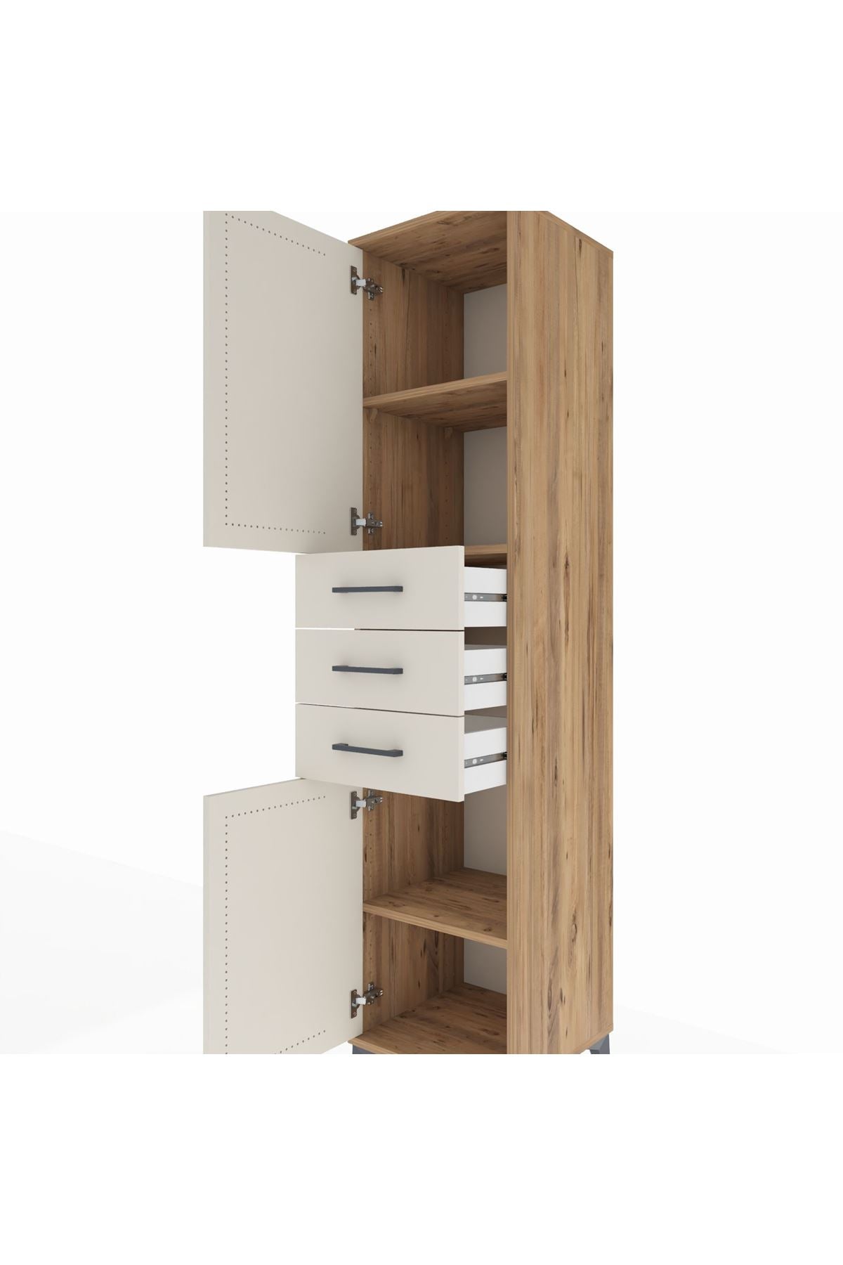 Hyperion Dolap 3 Raflı 3 Çekmeceli 2 Kapaklı 44x44x195 Çam-Aytaşı